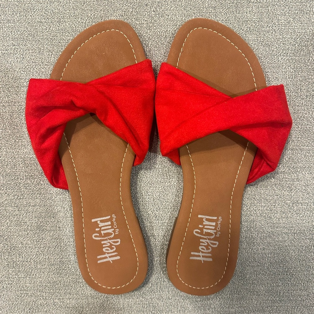 Corkys Red Slide Sandals- NWOT 9 - Picture 2 of 8